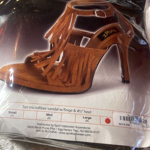 Spirit Halloween fringe heels, brown size 9 NEW - Picture 2 of 5